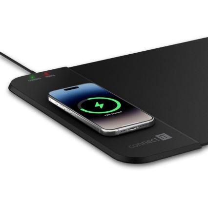 CONNECT IT CMP-2500-LG - Килимок під клавіатуру і миша з Qi бездротовою зарядкою 80x30 см чорний