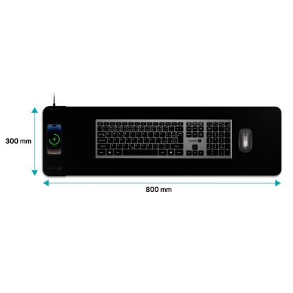 CONNECT IT CMP-2500-LG - Килимок під клавіатуру і миша з Qi бездротовою зарядкою 80x30 см чорний
