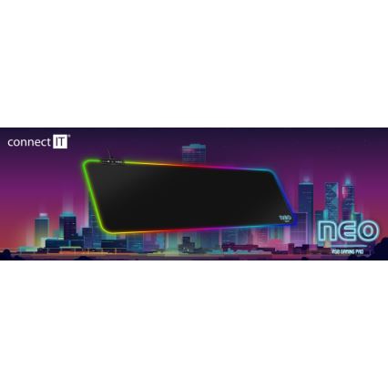 CONNECT IT CMP-3100-LG - LED RGB Ігровий килимок для миші та клавіатури 80x30 см чорний