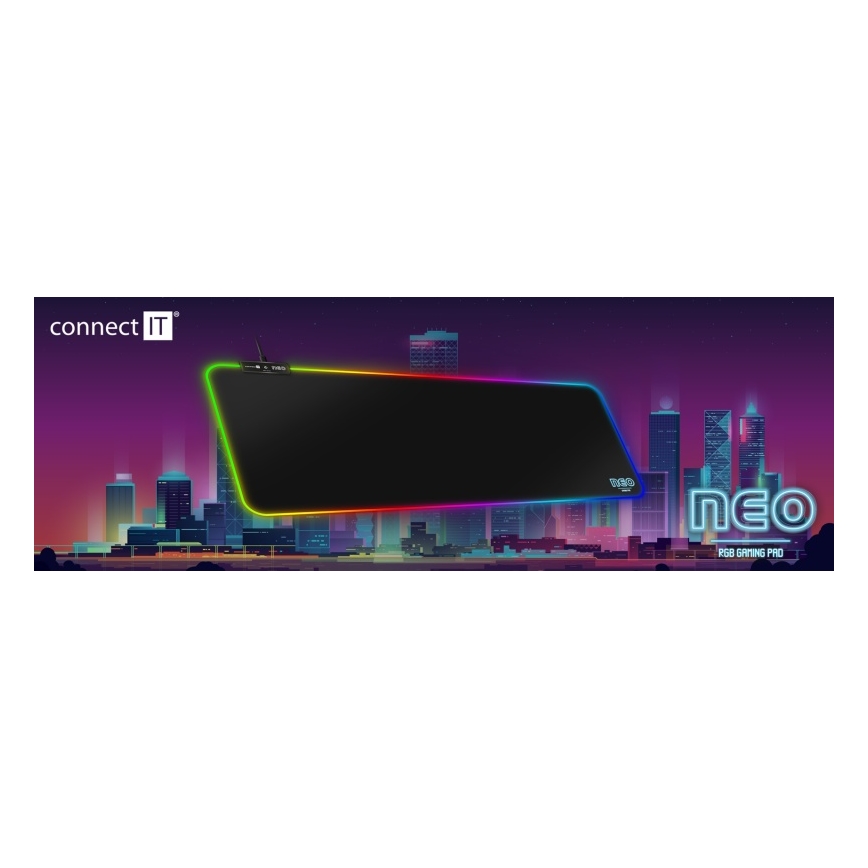 CONNECT IT CMP-3100-LG - LED RGB Ігровий килимок для миші та клавіатури 80x30 см чорний