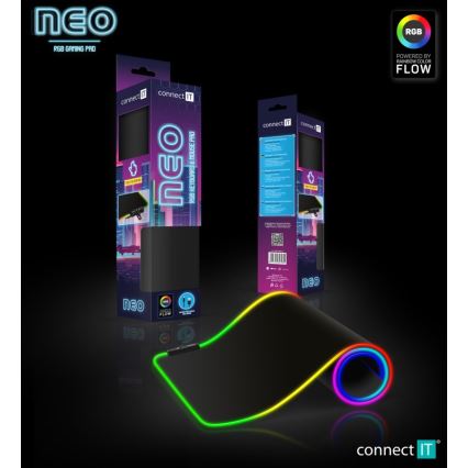 CONNECT IT CMP-3100-LG - LED RGB Ігровий килимок для миші та клавіатури 80x30 см чорний