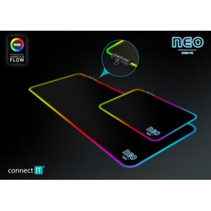 CONNECT IT CMP-3100-SM - LED RGB Ігровий килимок для миші 32x24,5 см чорний