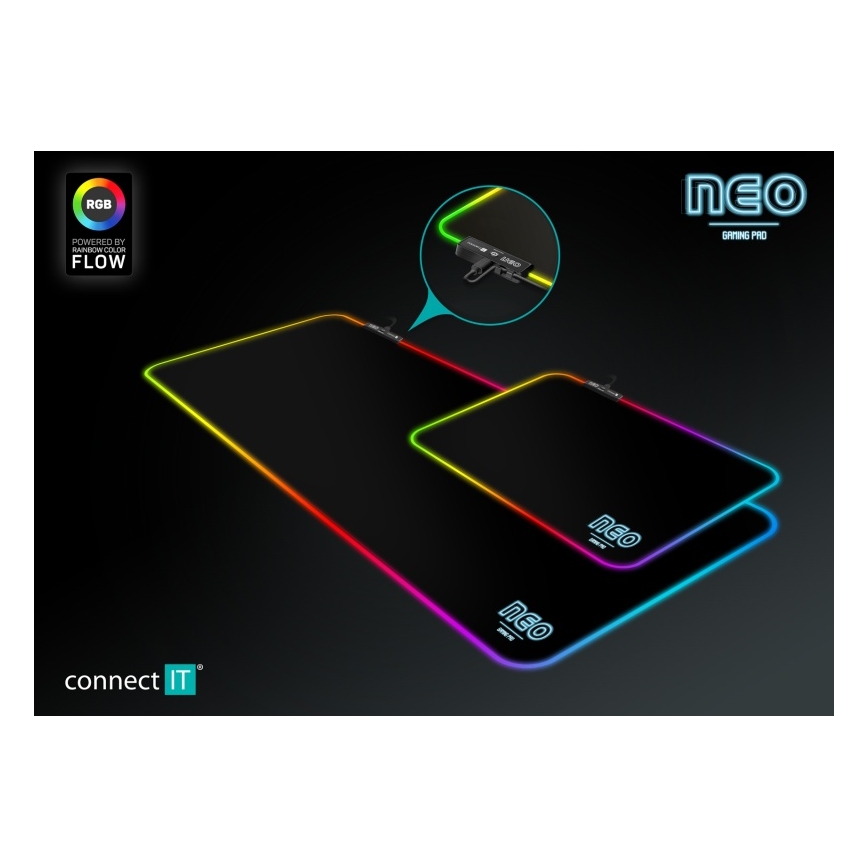 CONNECT IT CMP-3100-SM - LED RGB Ігровий килимок для миші 32x24,5 см чорний
