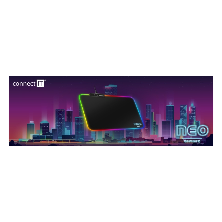 CONNECT IT CMP-3100-SM - LED RGB Ігровий килимок для миші 32x24,5 см чорний