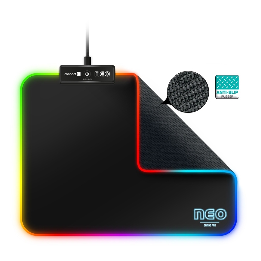 CONNECT IT CMP-3100-SM - LED RGB Ігровий килимок для миші 32x24,5 см чорний
