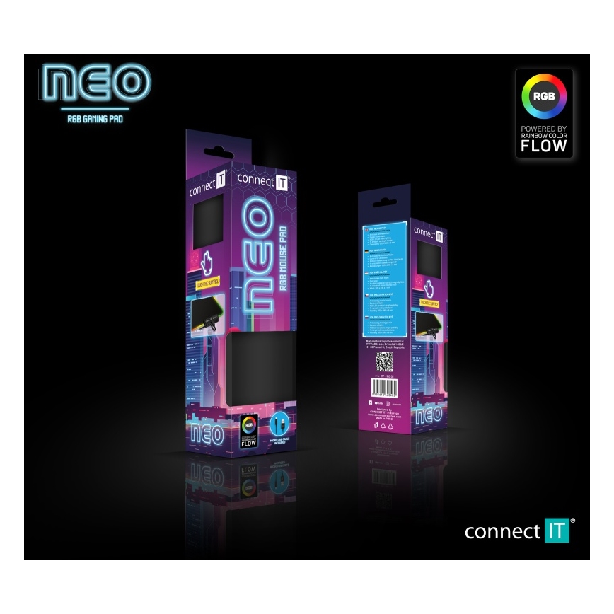 CONNECT IT CMP-3100-SM - LED RGB Ігровий килимок для миші 32x24,5 см чорний