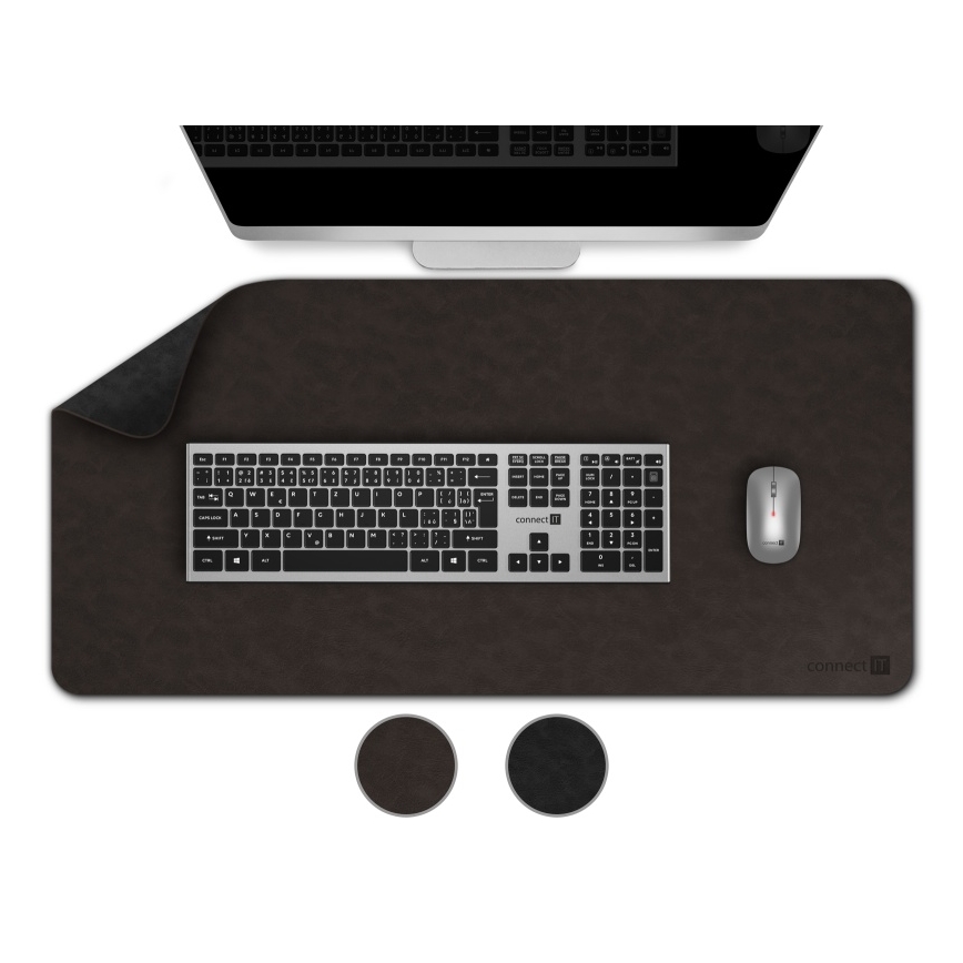 CONNECT IT CMP-4030-LG - Двусторонний коврик для клавиатуры и мыши 90x40 см чёрный/коричневый