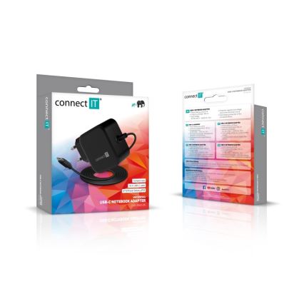 CONNECT IT CNP-1660-BK - Универсальный блок питания для ноутбуков USB-C 67 Вт