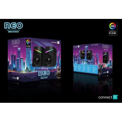 CONNECT IT CSP-1100-BK - НАБОР 2x Светодиодный игровой RGB-динамик 6W/5V черный