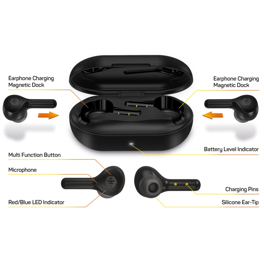 CONNECT IT HEP-5300-BK - Бездротові навушники з мікрофоном 300 mAh + 2x 35 mAh чорний