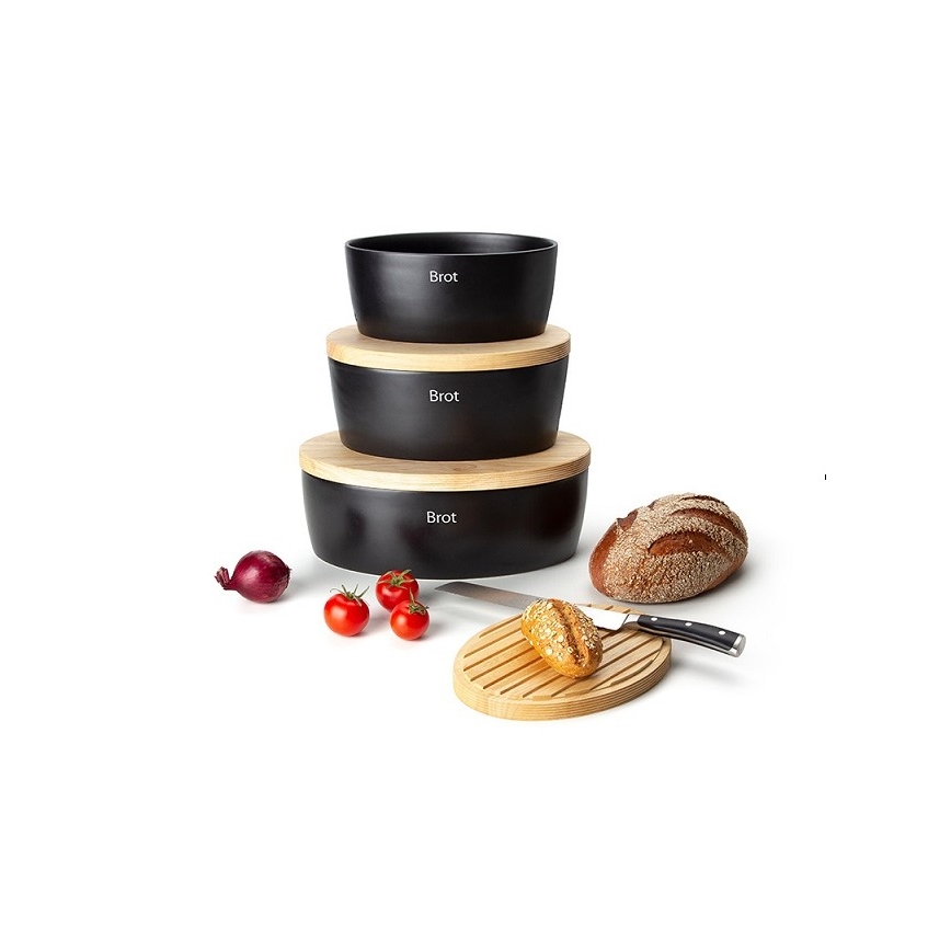 Continenta C3731 - Хлебница с крышкой 27x20x13,5 см каучуковое дерево