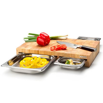 Continenta C4028 - НАБОР 1x Кухонная разделочная доска 50x32,5 см + 3x миска с резиной