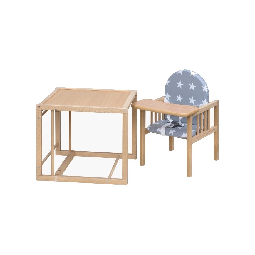 COSING - Дитячий обідній стілець 2-в-1 Viktoria бук/сірий