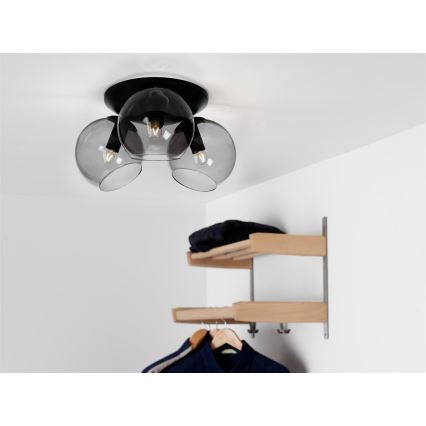 Cottex - Потолочный светильник CAPELLA 3xE14/40W/230V диам. 37 см дымчатый/чёрный