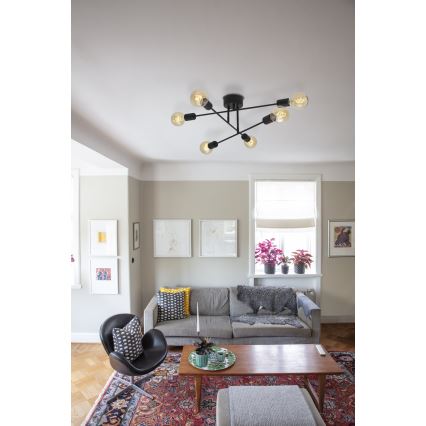 Cottex - Накладная потолочная люстра BATON 6xE27/60W/230V черная