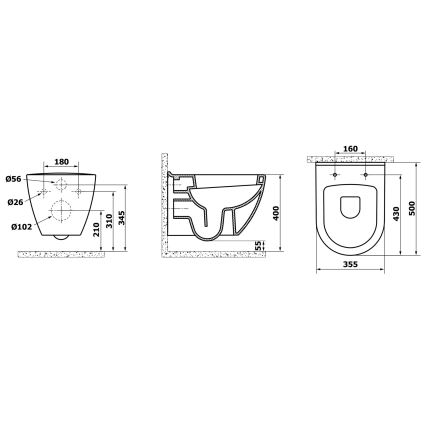 Creavit - Підвісний унітаз PAULA кераміка/білий