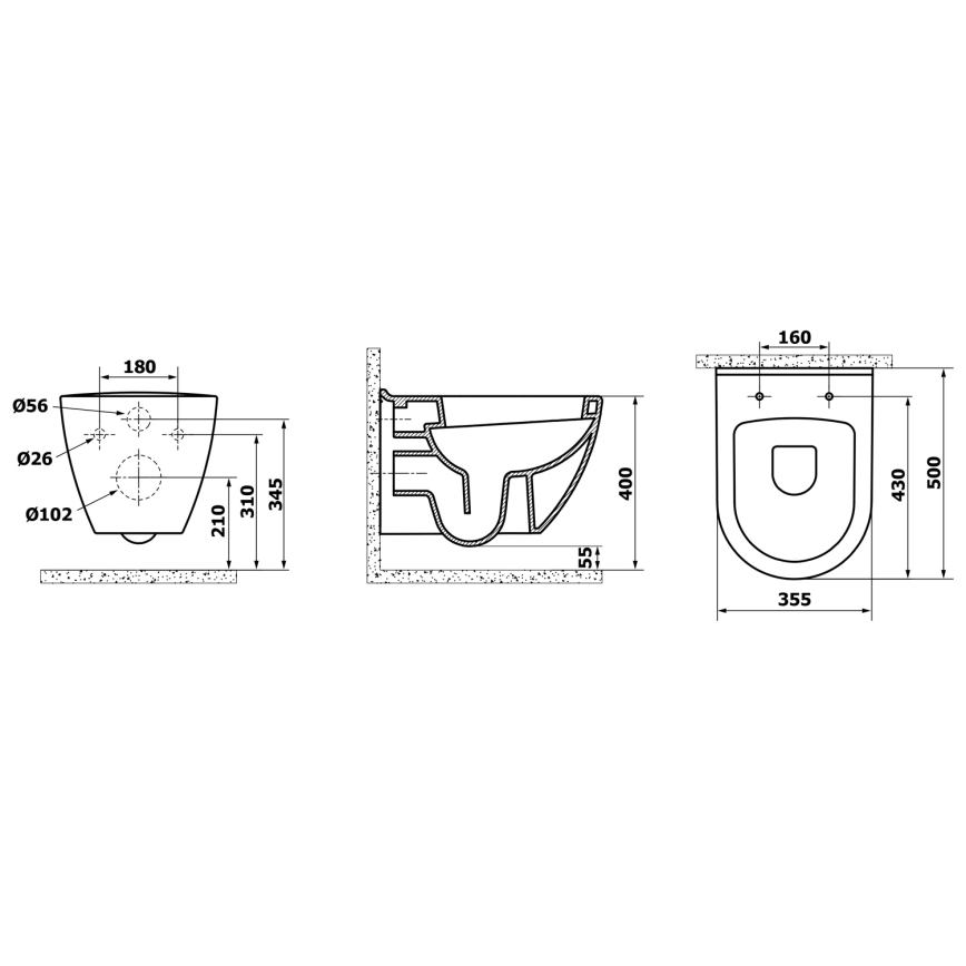 Creavit - Підвісний унітаз PAULA кераміка/білий