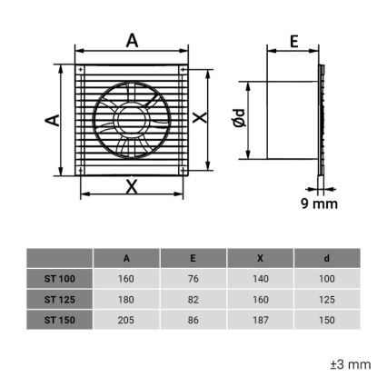 Dalap 1230 - Осьовий вентилятор зі захисною сіткою 150 ST 16W/230V