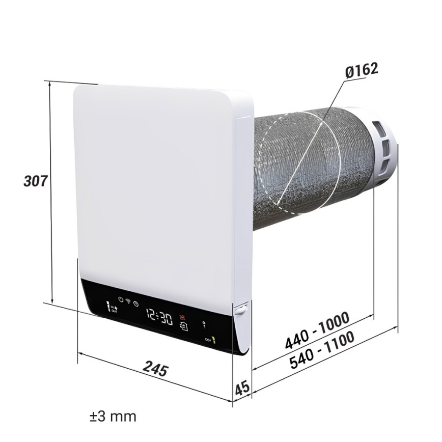Dalap 25B160 - Локальний кімнатний рекуператор BRISE 160 22W/230V Wi-Fi + дистанційне керування