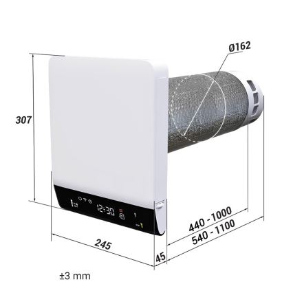 Dalap 25BP160 - Комнатный рекуператор BRISE 160 PROFI 22 Вт/230 В Wi-Fi + пульт дистанционного управления