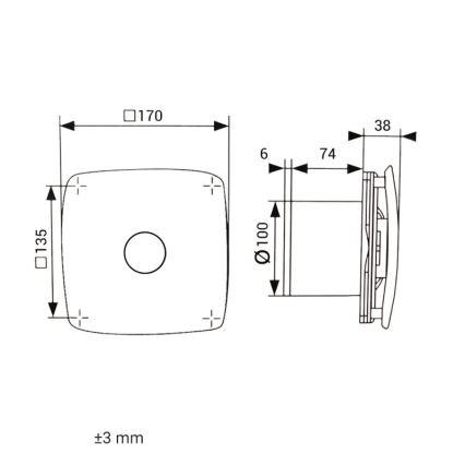 Dalap 41093 - Осьовий вентилятор 100 ONYX 14W/230V