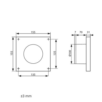Dalap 41095 - Осьовий вентилятор 100 DARK 8,4Вт/230В