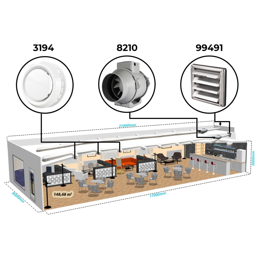 Dalap 8210 - Осевой вентилятор AP PROFI 150 50W/230V