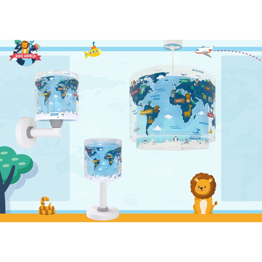 Dalber 40679 - Детский настенный светильник WORLD 1xE27/15W/230V, синий