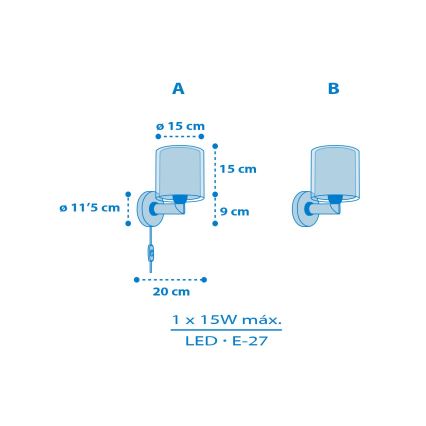 Dalber 40679 - Дитяча настінна лампа WORLD 1xE27/15W/230V синя