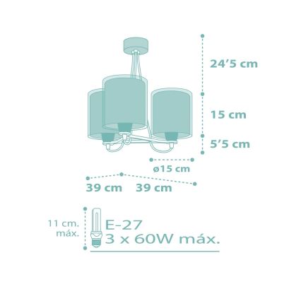 Dalber 41007H - Детская люстра DOTS 3xE27/60W/230V