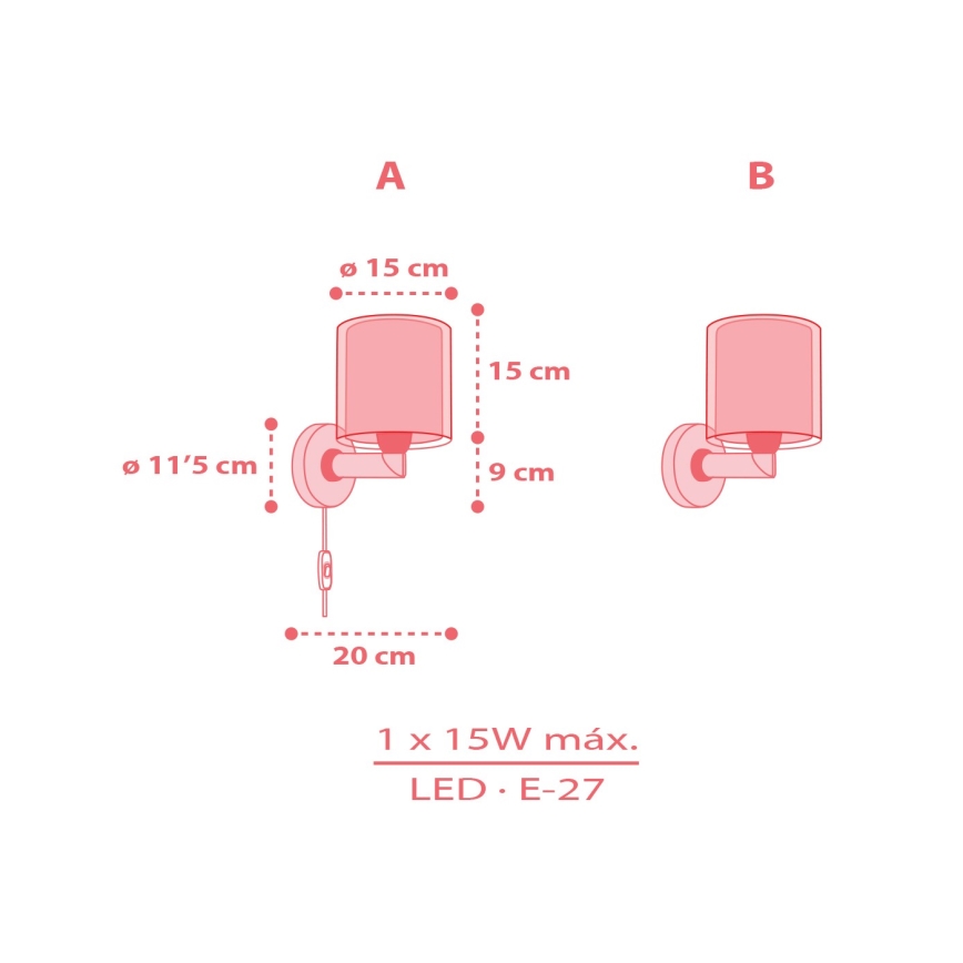 Dalber 41199 - Дитячий настінний світильник RAINBOW 1xE27/15W/230V різнокольоровий