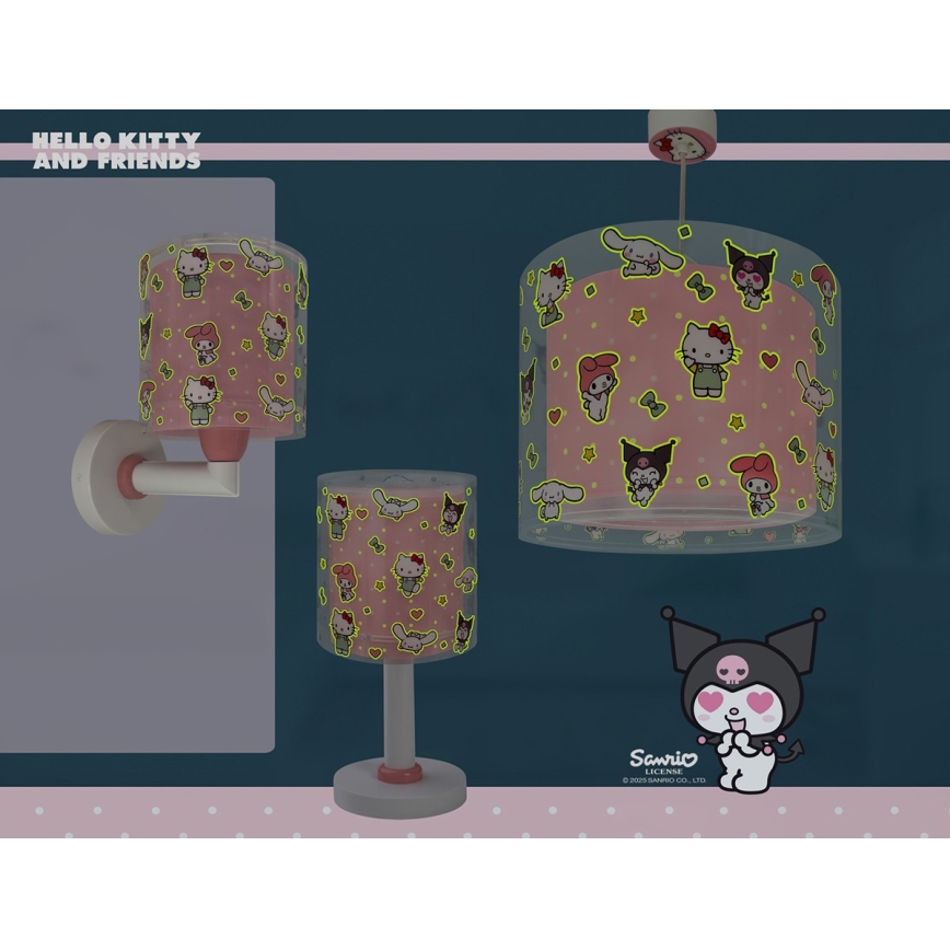 Dalber 41259 - Детская настенная лампа HELLO KITTY&FRIENDS 1xE27/15W/230V růžová