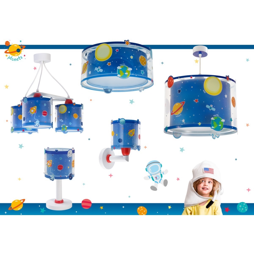 Dalber 41341N - LED дитяча лампа PLANETS 1xG4/4W/230V синя