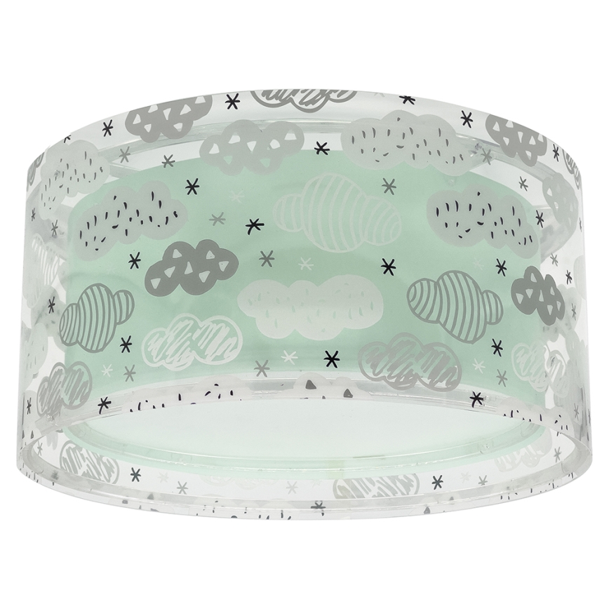 Dalber 41416H - Дитячий стельовий світильник CLOUDS 2xE27/60W/230V зелений