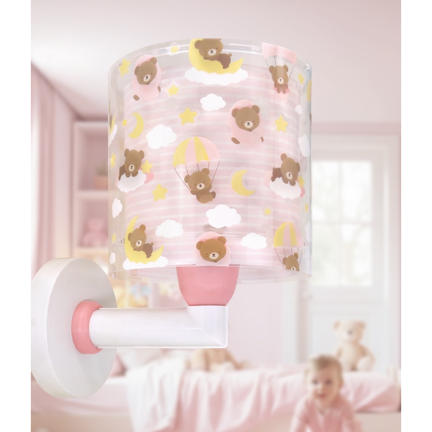 Dalber 41579S - Детский настенный светильник BABY TEDDY 1xE27/15W/230V, розовый