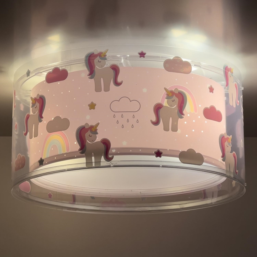 Dalber 41596 - Дитячий стельовий світильник UNICORNS 2xE27/60W/230V