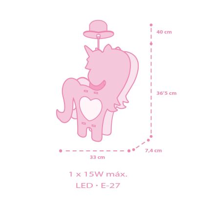 Dalber 41597 - Дитяча люстра UNICORN 1xE27/15W/230V