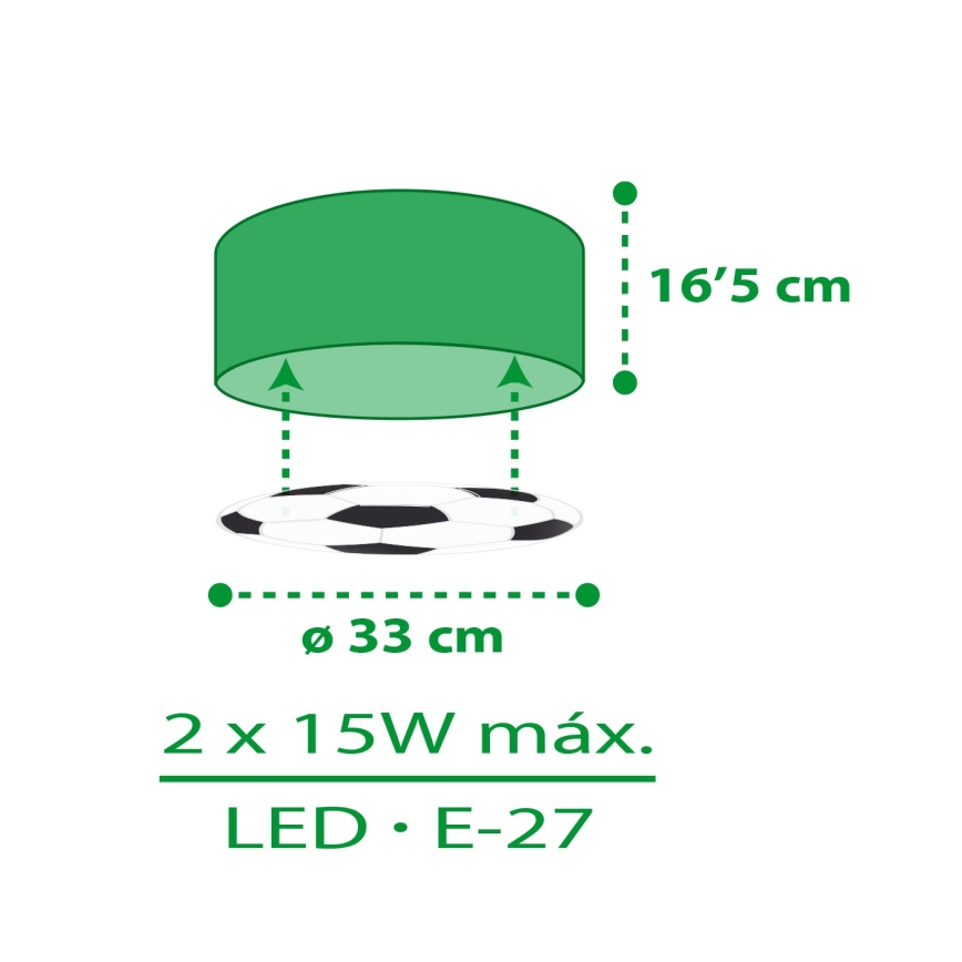 Dalber 41736 - Детский потолочный светильник FOOTBALL 2xE27/15W/230V