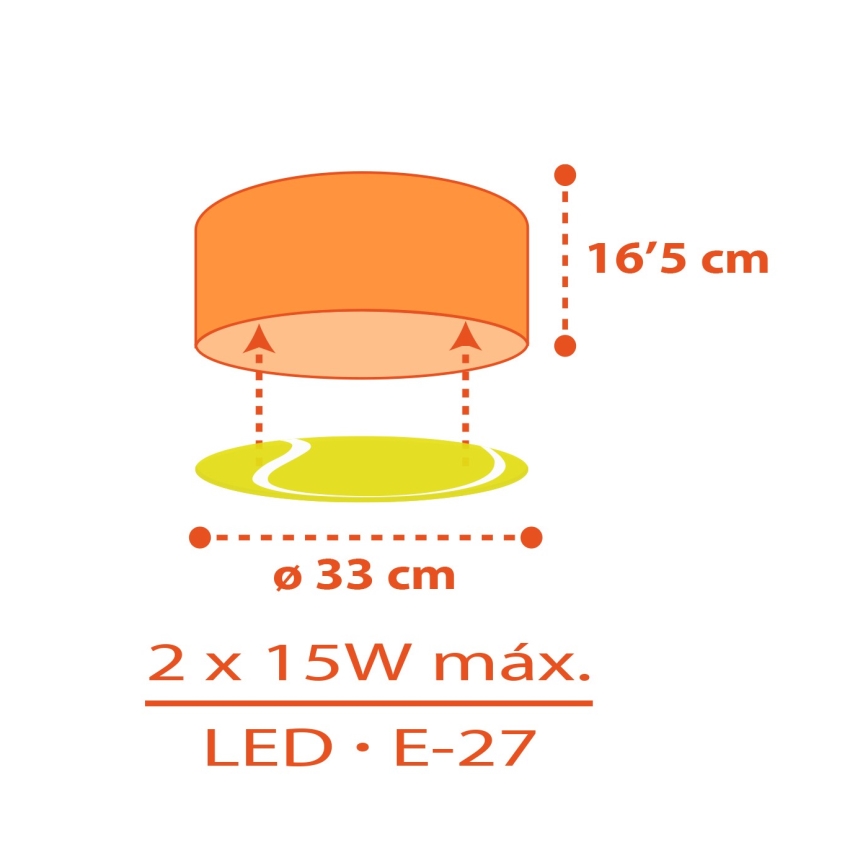 Dalber 41756 - Детский потолочный светильник TENNIS 2xE27/15W/230V