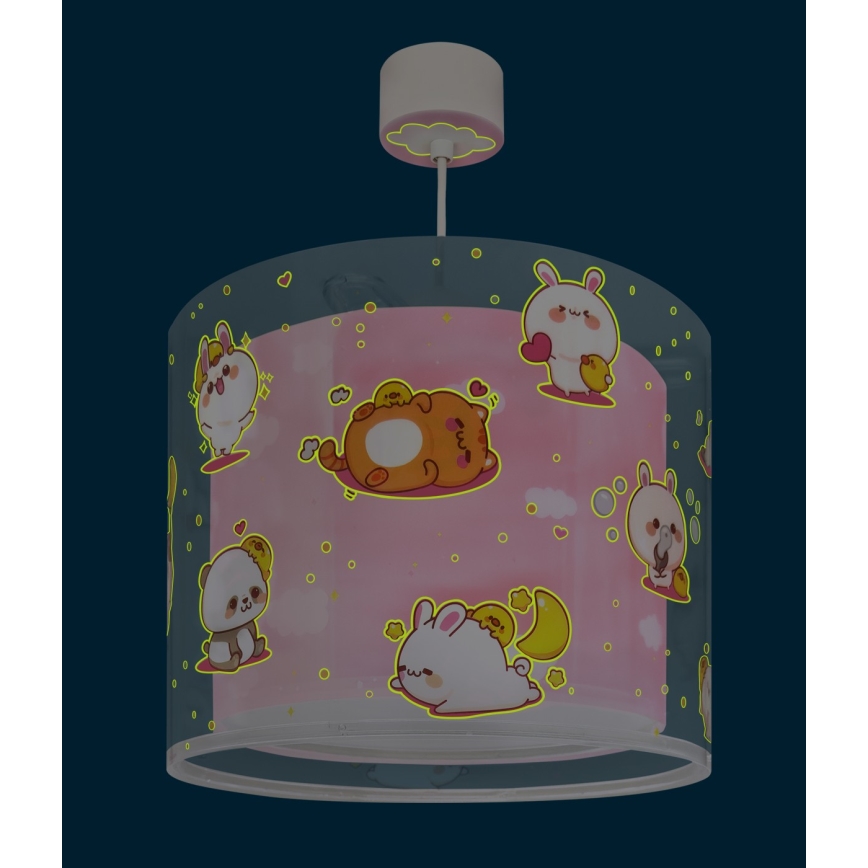 Dalber 41762S - Детская люстра KAWAII FRIENDS 1xE27/15W/230V розовая