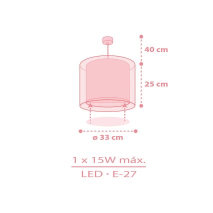 Dalber 41762S - Дитяча люстра KAWAII FRIENDS 1xE27/15W/230V рожева