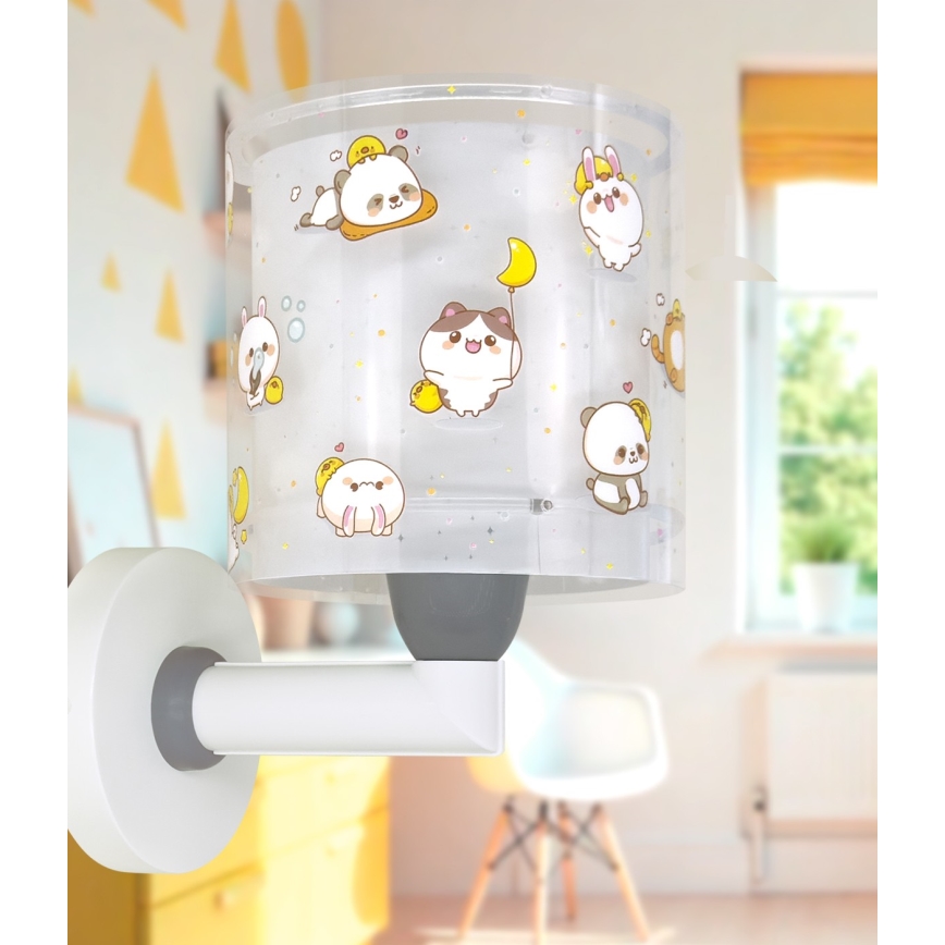 Dalber 41769E - Дитяча настінна лампа KAWAII FRIENDS 1xE27/15W/230V сіра