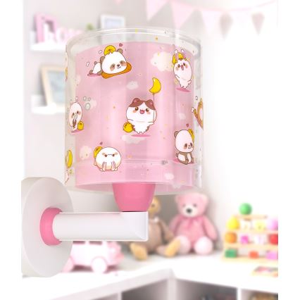 Dalber 41769S - Дитяча настінна лампа KAWAII FRIENDS 1xE27/15W/230V рожевого кольору