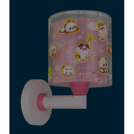 Dalber 41769S - Дитяча настінна лампа KAWAII FRIENDS 1xE27/15W/230V рожевого кольору