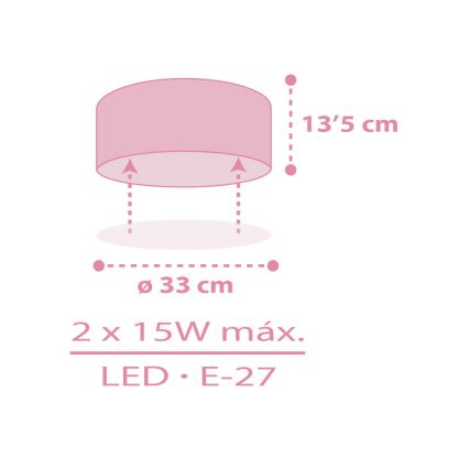 Dalber 42006S - Дитячий стельовий світильник COLOR LIGHT 2xE27/15W/230V рожевий
