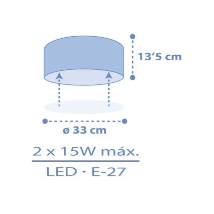 Dalber 42006T - Дитячий стельовий світильник COLOR LIGHT 2xE27/15W/230V синій