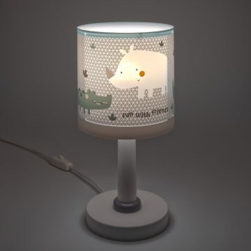Dalber 60621N - LED детская настольная лампа RHINO&CROCO 1xG4/4W/230V серая