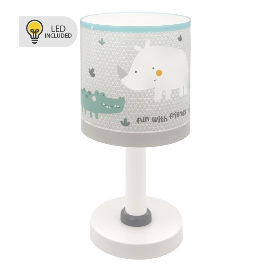 Dalber 60621N - LED детская настольная лампа RHINO&CROCO 1xG4/4W/230V серая
