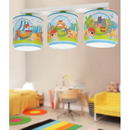 Dalber 60653 - Детский потолочный светильник PIRATE ISLAND 3xE27/15W/230V