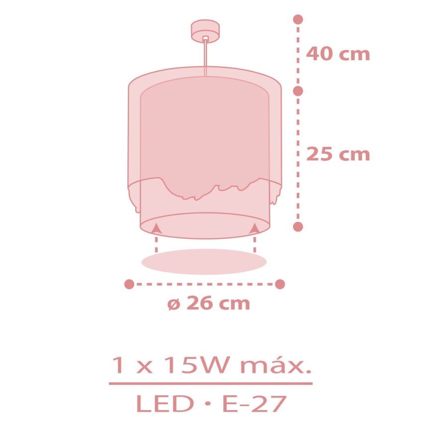 Dalber 61172S - Дитяча люстра WHALE DREAMS 1xE27/15W/230V рожевий